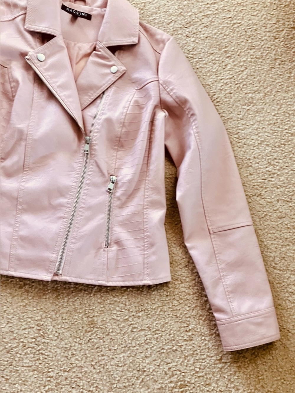 BACCINI 🎀 blush pink faux leather jacket